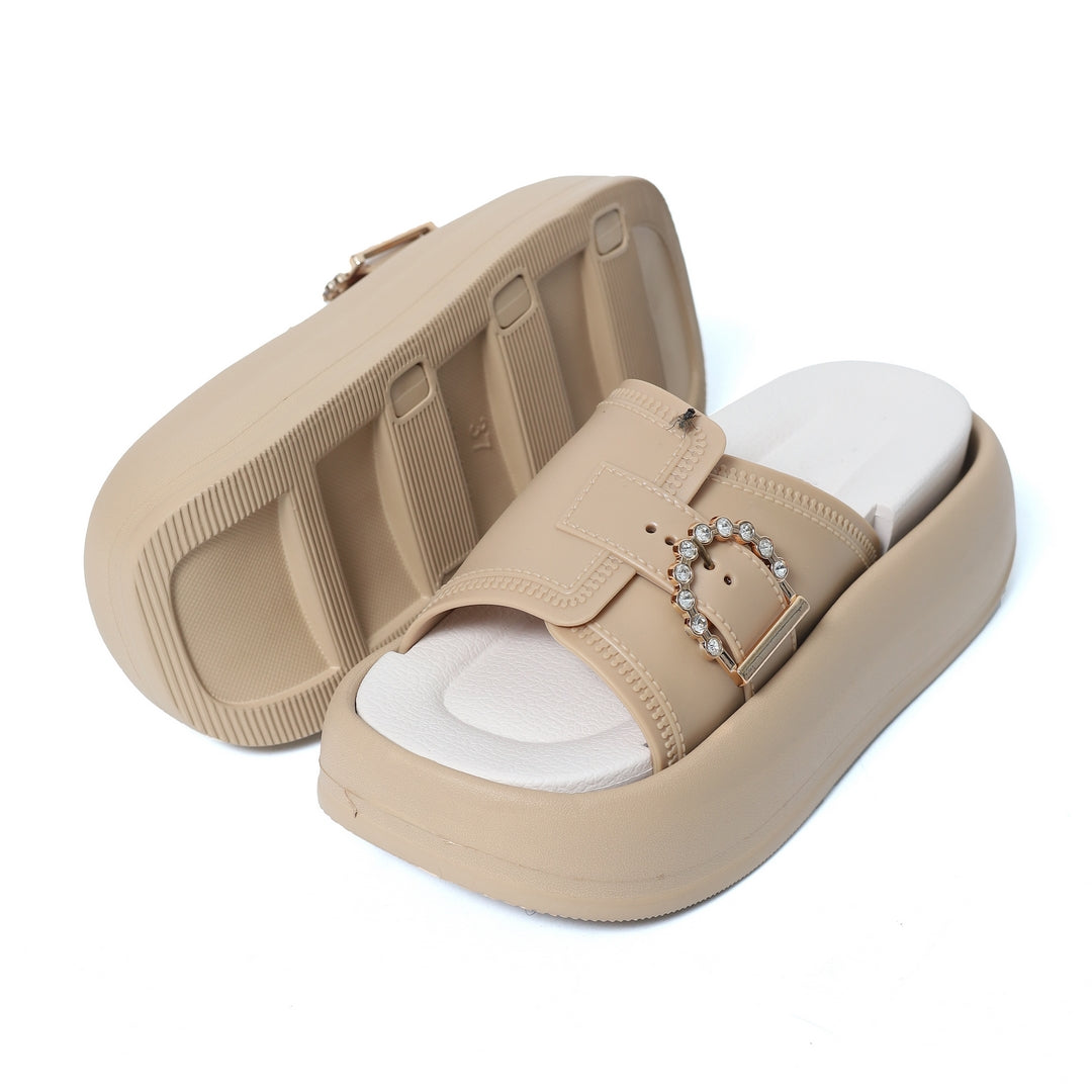 Ladies Slippers High Sole EVA 268 Brown