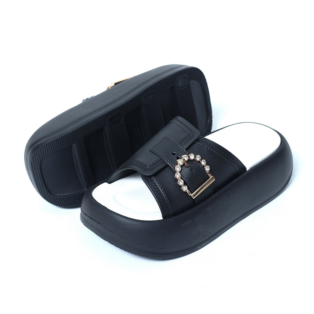 Ladies Slippers High Sole EVA 268 Black