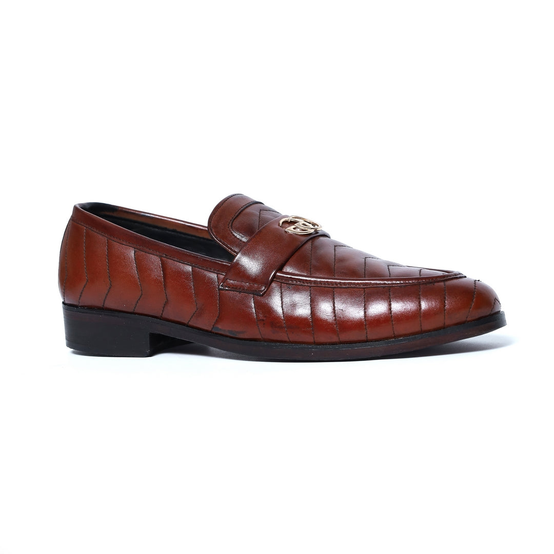 5109 Leather Embossed Brown Hand Made shoes