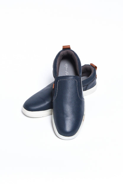 Branded Leather Upper Men Moccasin 6200 Navy