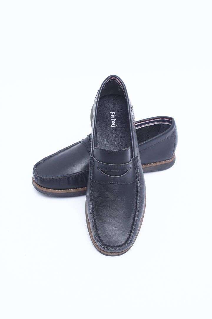 Branded Leather Upper Mens Moccasin 7157 Black