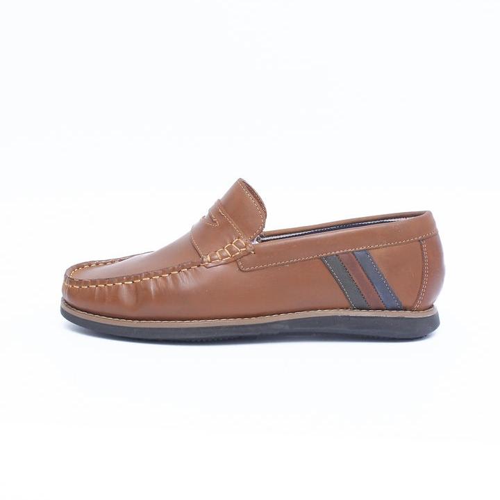 Branded Leather Upper Mens Moccasin 7157 Brown