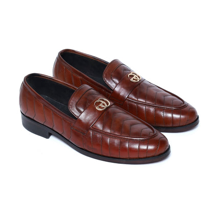 5109 Leather Embossed   Brown Hand Made shoes