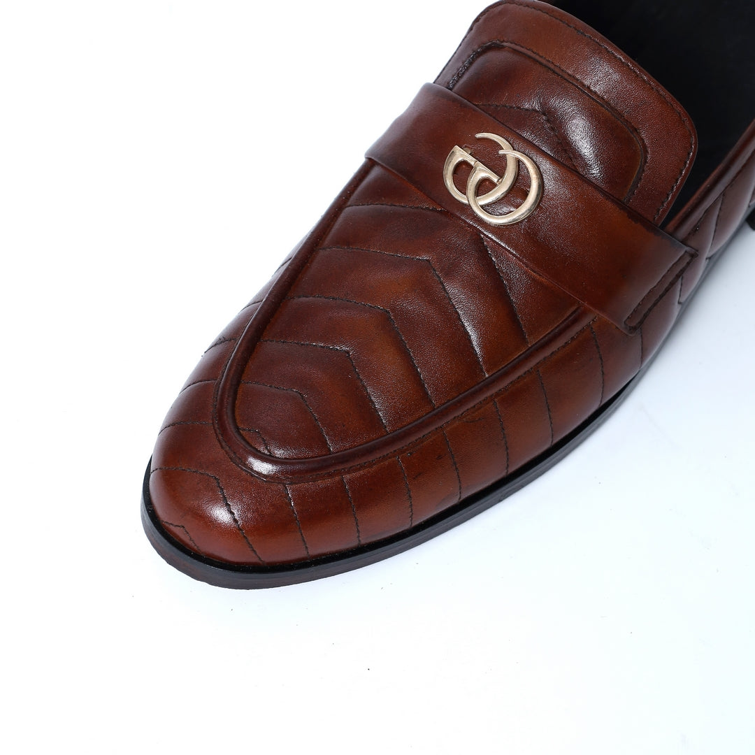 5109 Leather Embossed   Brown Hand Made shoes