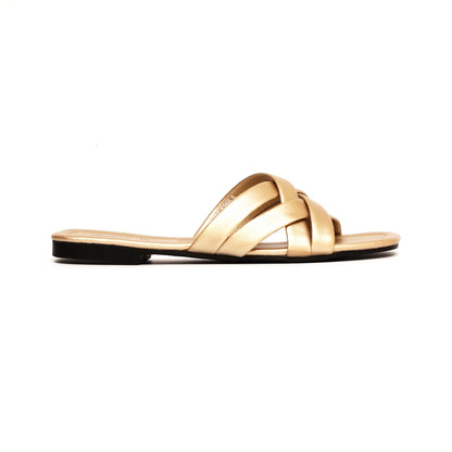 Strap Flat Slipper Gold