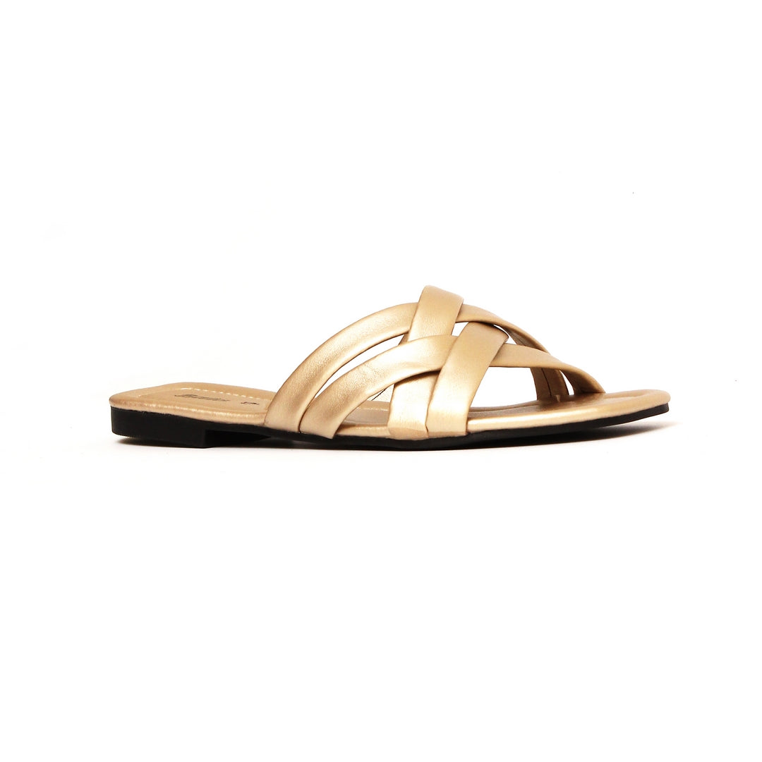 Strap Flat Slipper Gold