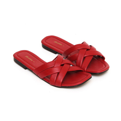 Strap Flat Slipper Red