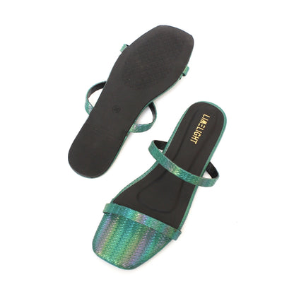 Two Strap Flat Slipper Grean