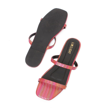 Two Strap Flat Slipper Maroon