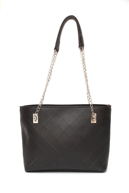 Sliver Chain Scoulder Bag Black