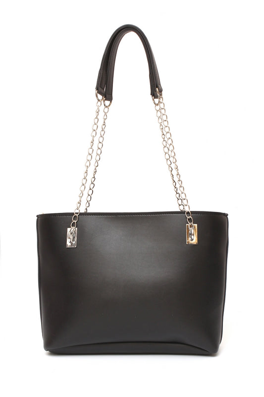 Sliver Chain Scoulder Bag Black